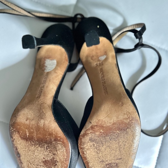 Manolo Blahnik Black Satin Heels - Picture 3 of 3